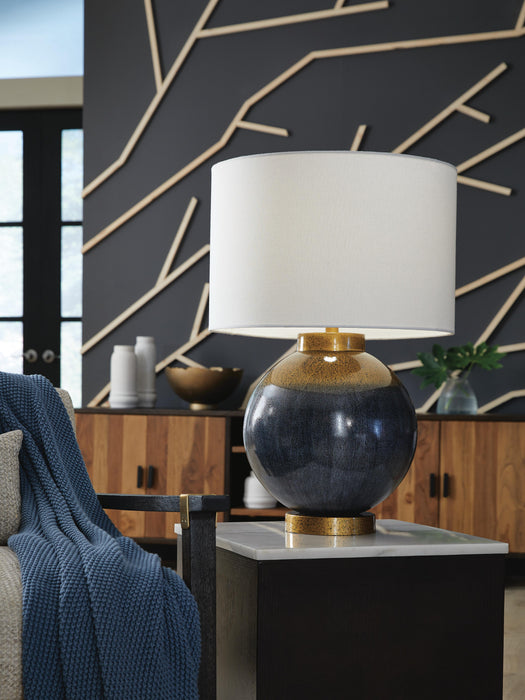Signature Design Blue/Gold Finish Metal Table Lamp (1/CN)
