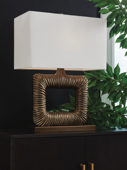 Signature Design Antique Brass Finish Metal Table Lamp (1/CN)
