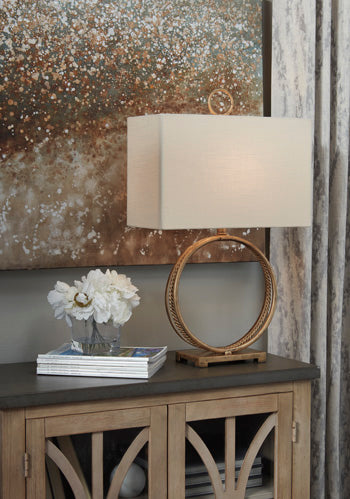 Signature Design Antique Gold Finish Metal Table Lamp (1/CN)