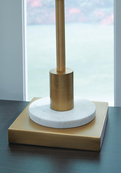 Signature Design Gold Finish/White Metal Table Lamp (1/CN)