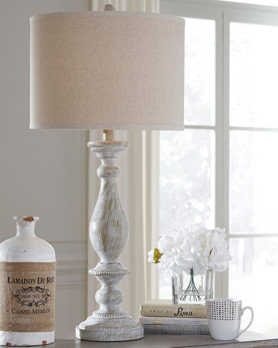 Signature Design Whitewash Poly Table Lamp (2/CN)