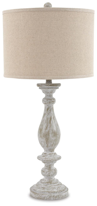 Signature Design Whitewash Poly Table Lamp (2/CN)