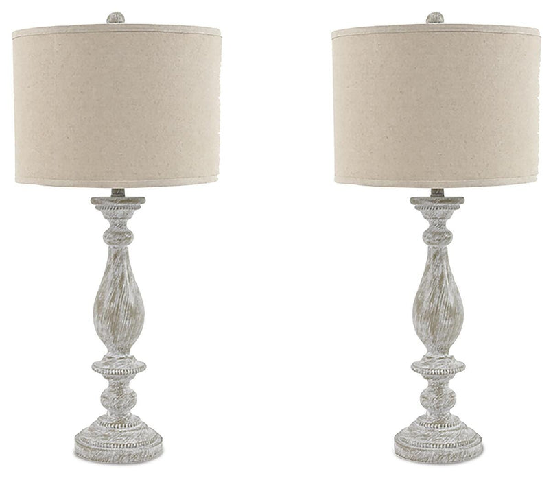 Signature Design Whitewash Poly Table Lamp (2/CN)
