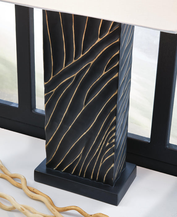 Signature Design Black/Gold Finish Poly Table Lamp (1/CN)
