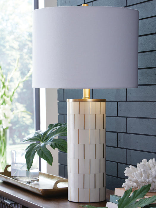 Signature Design White/Gold Finish Poly Table Lamp (1/CN)