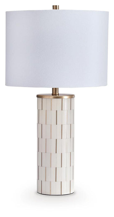 Signature Design White/Gold Finish Poly Table Lamp (1/CN)