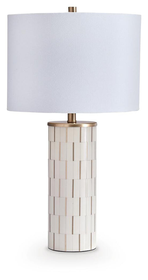 Signature Design White/Gold Finish Poly Table Lamp (1/CN)