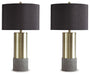 Signature Design Gray/Brass Finish Metal Table Lamp (2/CN)