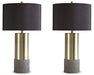 Signature Design Gray/Brass Finish Metal Table Lamp (2/CN)