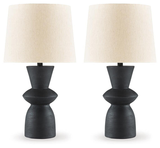 Signature Design Distressed Black Paper Table Lamp (2/CN)