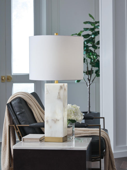 Signature Design White/Gold Finish Alabaster Table Lamp (1/CN)