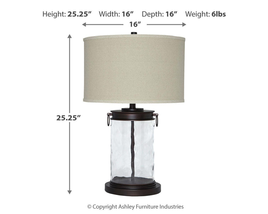 Signature Design Clear/Bronze Finish Glass Table Lamp (1/CN)