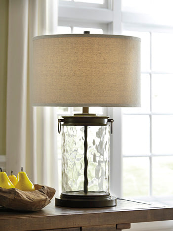 Signature Design Clear/Bronze Finish Glass Table Lamp (1/CN)