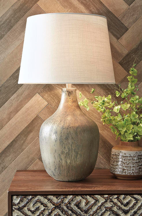 Signature Design Gray/Gold Finish Glass Table Lamp (1/CN)