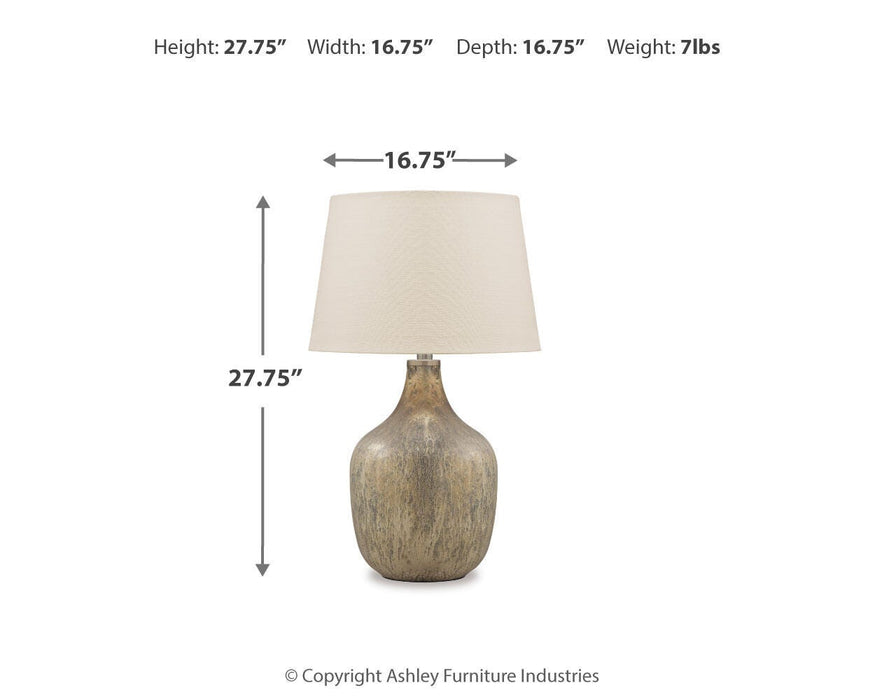 Signature Design Gray/Gold Finish Glass Table Lamp (1/CN)