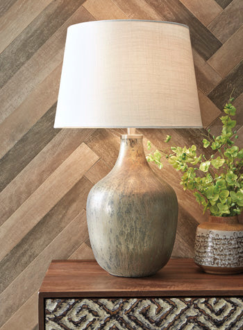 Signature Design Gray/Gold Finish Glass Table Lamp (1/CN)
