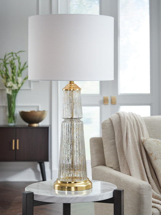 Signature Design Clear/Gold Finish Glass Table Lamp (1/CN)