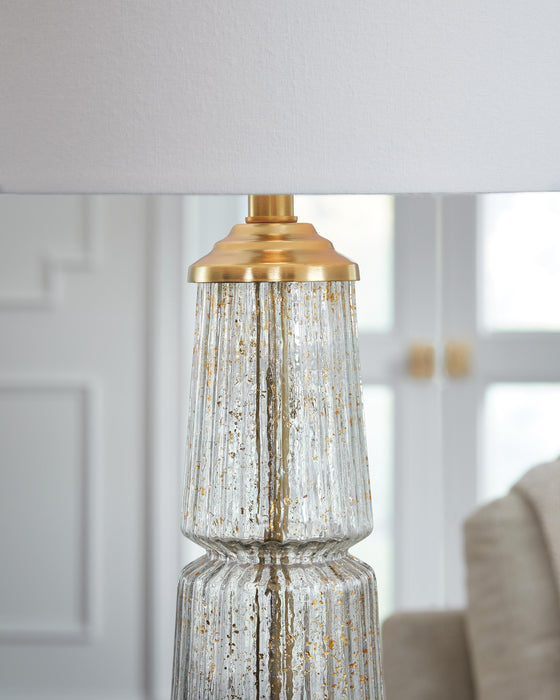 Signature Design Clear/Gold Finish Glass Table Lamp (1/CN)