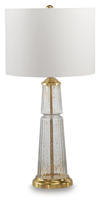 Signature Design Clear/Gold Finish Glass Table Lamp (1/CN)