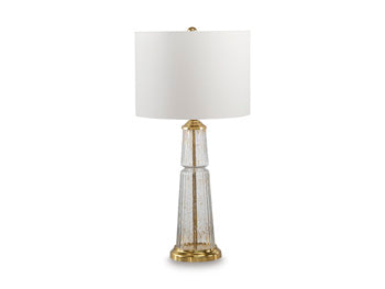 Signature Design Clear/Gold Finish Glass Table Lamp (1/CN)