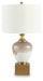 Signature Design Brown/White/Gold Glass Table Lamp (1/CN)