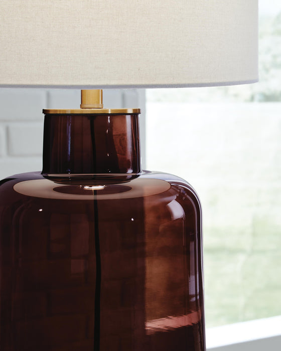 Signature Design Brown/Gold Finish Glass Table Lamp (1/CN)