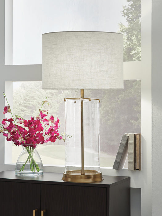 Signature Design Clear/Gold Finish Glass Table Lamp (1/CN)