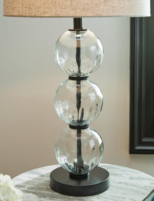 Signature Design Clear/Black Glass Table Lamp (2/CN)