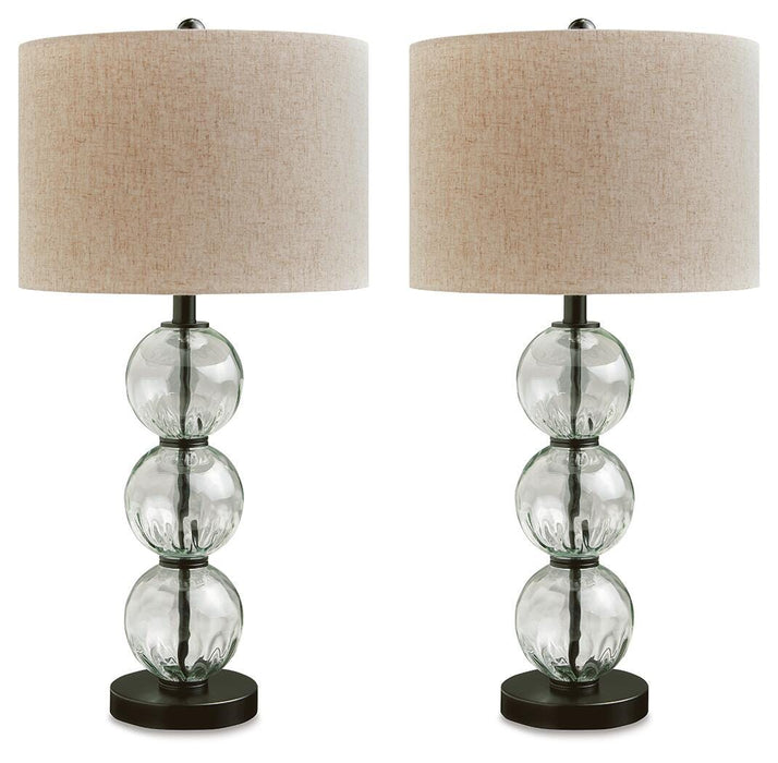Signature Design Clear/Black Glass Table Lamp (2/CN)