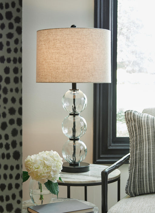 Signature Design Clear/Black Glass Table Lamp (2/CN)