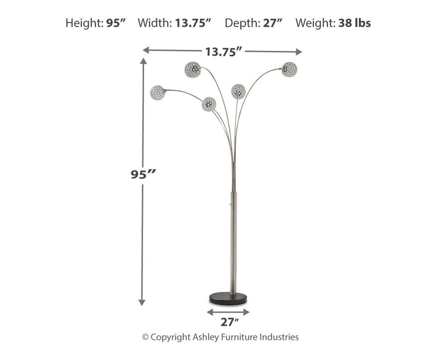 Signature Design Silver Finish Metal Arc Lamp (1/CN)