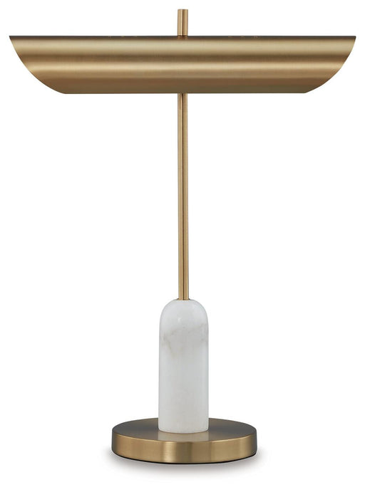 Signature Design Gold Finish/White Marble Desk Lamp (1/CN)