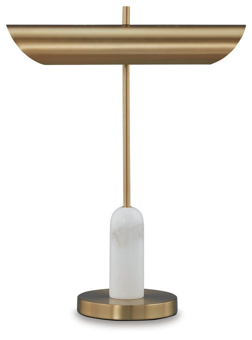 Signature Design Gold Finish/White Marble Desk Lamp (1/CN)