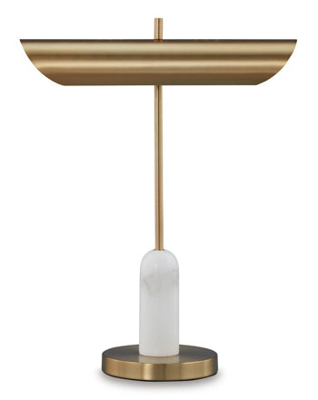 Signature Design Gold Finish/White Marble Desk Lamp (1/CN)