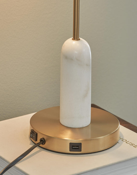 Signature Design Gold Finish/White Marble Desk Lamp (1/CN)