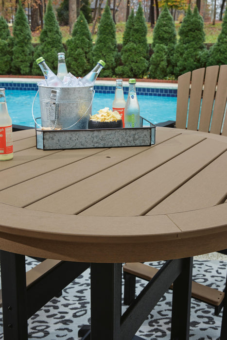 Signature Design Black/Driftwood Round Bar Table w/UMB OPT
