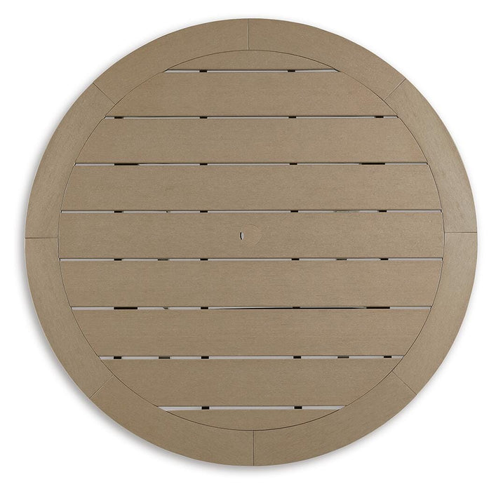 Signature Design Black/Driftwood Round Bar Table w/UMB OPT