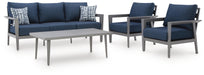 Signature Design Gray/Blue Sofa/Chairs/Table Set (4/CN)