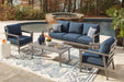 Signature Design Gray/Blue Sofa/Chairs/Table Set (4/CN)