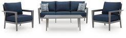 Signature Design Gray/Blue Sofa/Chairs/Table Set (4/CN)