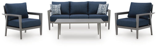 Signature Design Gray/Blue Sofa/Chairs/Table Set (4/CN)