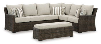 Signature Design Brown Sofa SEC/Bench w/CUSH (3/CN)