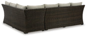 Signature Design Brown Sofa SEC/Bench w/CUSH (3/CN)