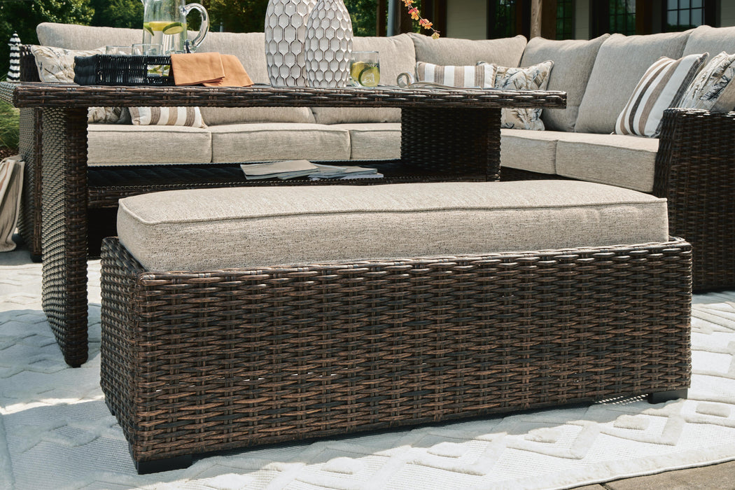 Signature Design Brown Sofa SEC/Bench w/CUSH (3/CN)