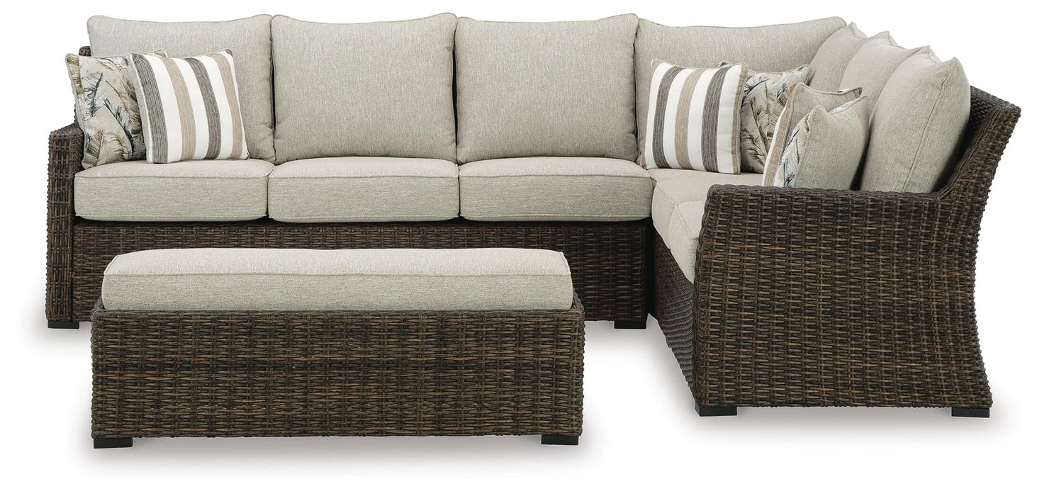 Signature Design Brown Sofa SEC/Bench w/CUSH (3/CN)