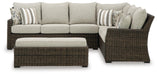 Signature Design Brown Sofa SEC/Bench w/CUSH (3/CN)