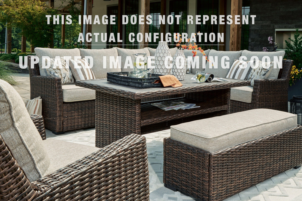 Signature Design Brown Sofa SEC/Bench w/CUSH (3/CN)