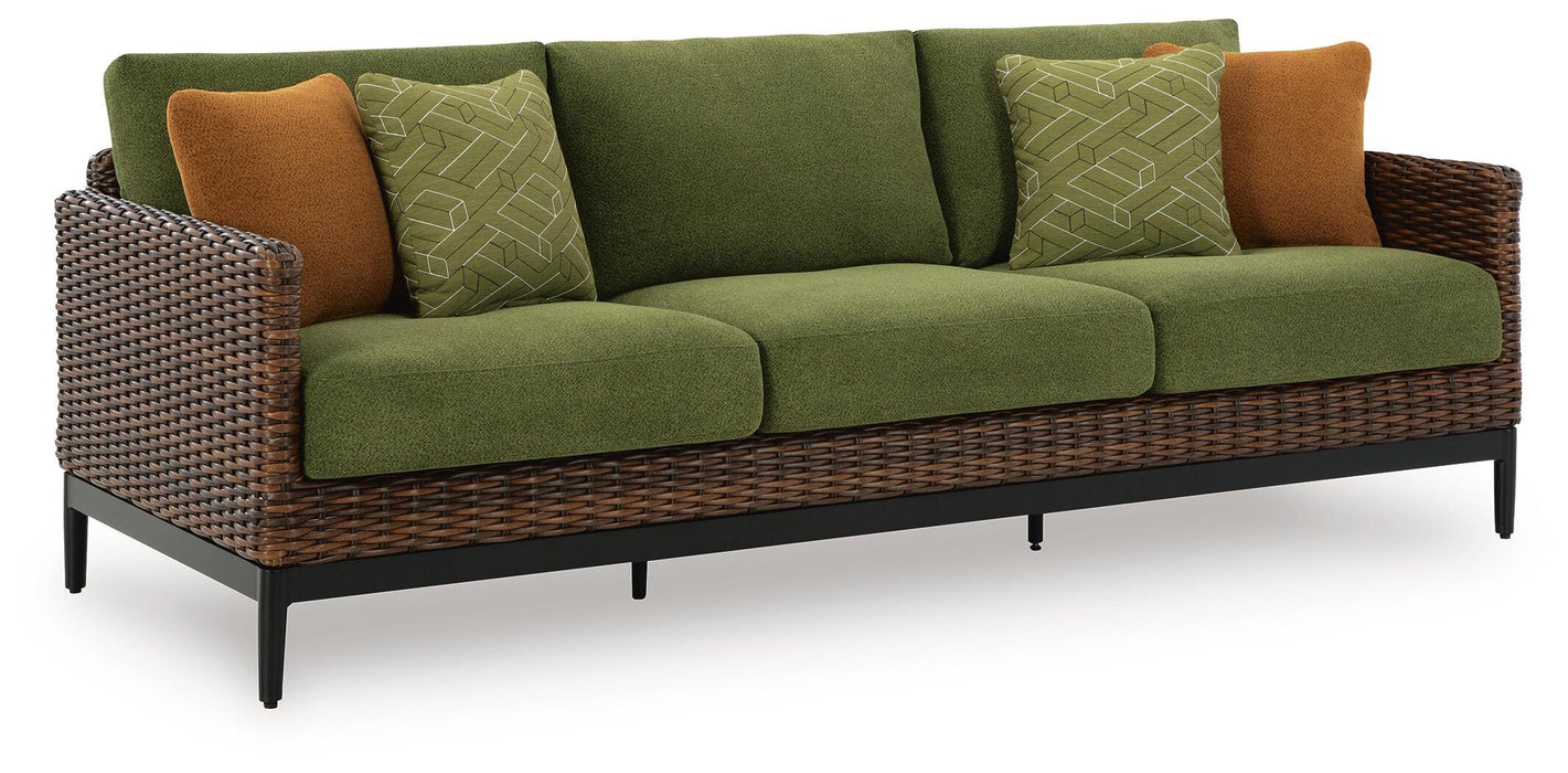 Signature Design Brown/Green Sofa with Cushion