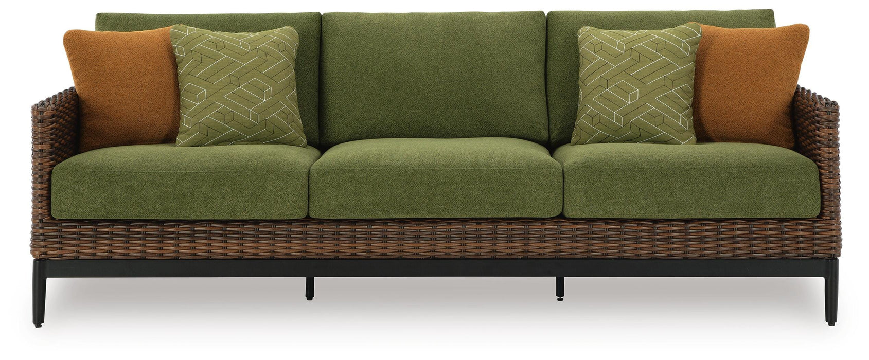 Signature Design Brown/Green Sofa with Cushion