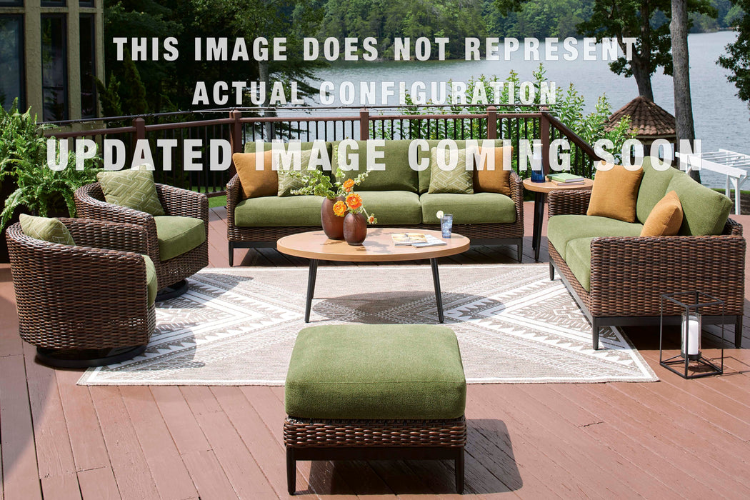 Signature Design Brown/Green Sofa with Cushion